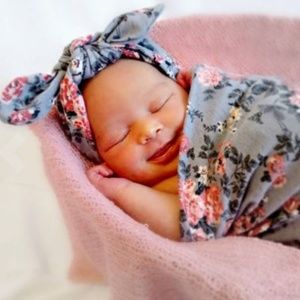 Grey Floral Swaddle, Swaddle Set, Girl Swaddle